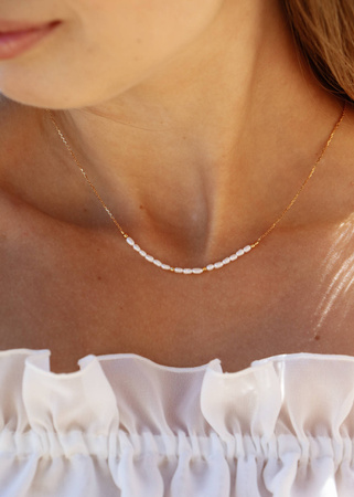 Naszyjnik srebro pozłacane i Perły naturalne