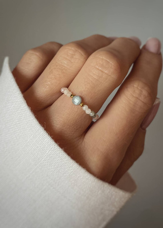 Pierścionek Elastyczny Kamienie Naturalne Morganit