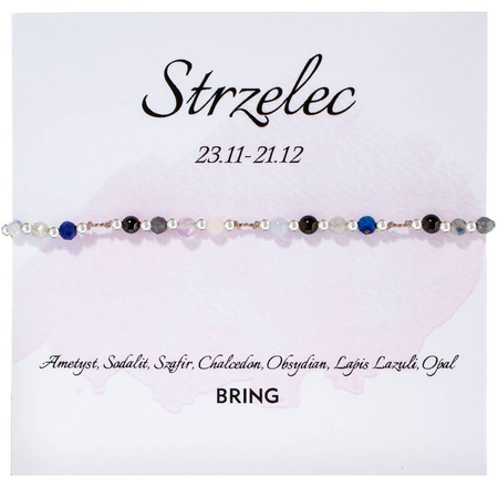 Bransoletka znak zodiaku Strzelec srebrne kulki 