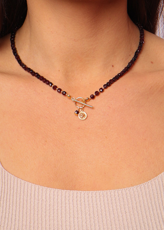 Naszyjnik granat kostka z zawieszką