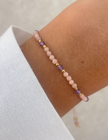 Bracelet Natural Stones Rose Quartz and Rhodochrosite