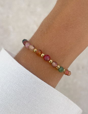 Bransoletka na gumce z mixu agatu z hematytem - ochrona, miłość, dostatek