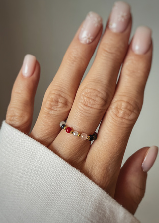 Pierścionek elastyczny znak zodiaku Waga pozłacana