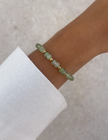 Bransoletka na gumce jadeit jasnozielony - szczęście, pomyślność, spełnienie marzeń