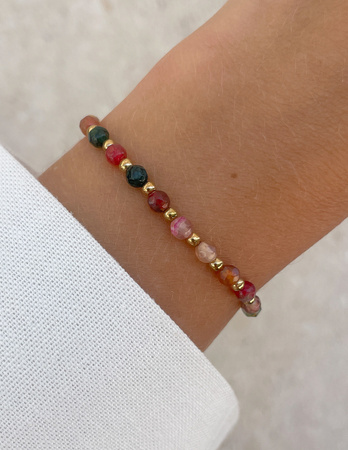 Bransoletka na gumce z mixu agatu z hematytem - ochrona, miłość, dostatek