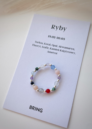 Pierścionek elastyczny znak zodiaku Ryby srebrne