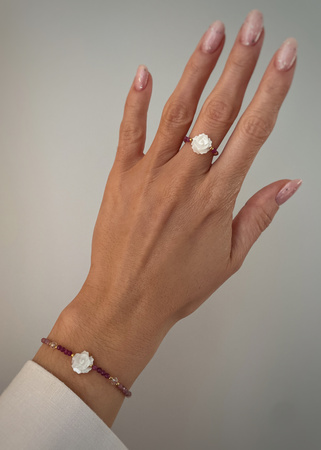 Bracelet Natural Stones Rose Quartz and Rhodochrosite
