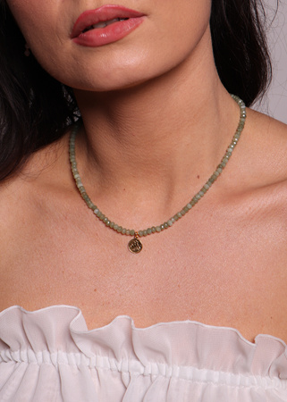 Naszyjnik jadeit jasny zielony z zawieszką