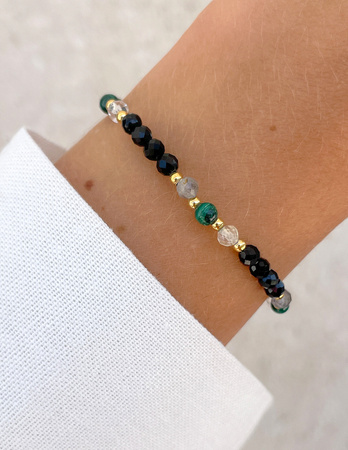 Talizman - czarny turmalin, malachit, cytryn, labradoryt, hematyt - ochrona i dobrobyt