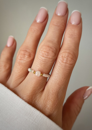 Pierścionek Elastyczny Kamienie Naturalne Morganit