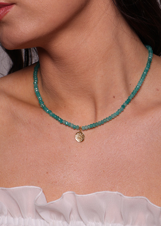 Naszyjnik jadeit morski niebieski z zawieszką