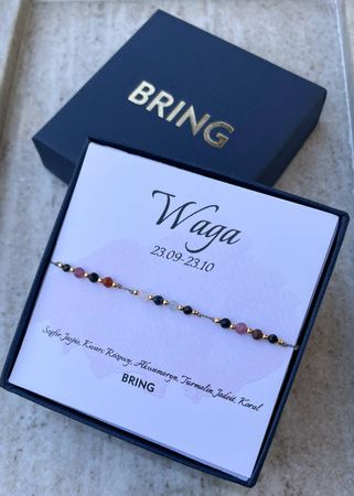 Bransoletka znak zodiaku Waga pozłacane kulki