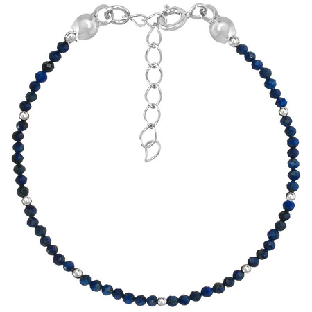 Bransoletka srebrna z kamieni naturalnych lapis lazuli 2mm