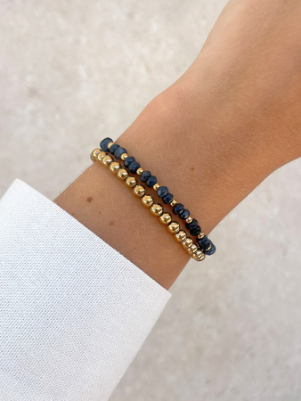 Bransoletki na gumce - jadeit granatowy z hematytem