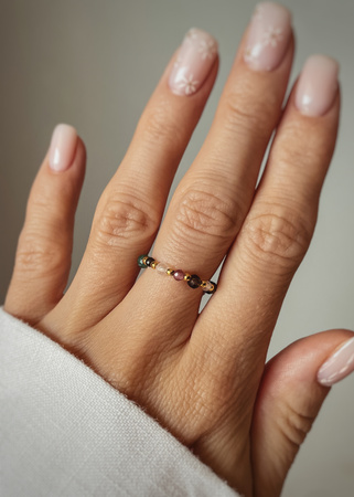 Pierścionek elastyczny znak zodiaku Koziorożec pozłacany