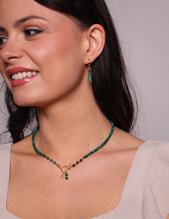 Naszyjnik malachit toggle z zawieszką