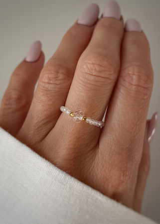 Pierścionek elastyczny kryształ górski ochrona i oczyszczenie