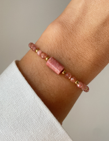 Bracelet Natural Stones Rose Quartz and Rhodochrosite