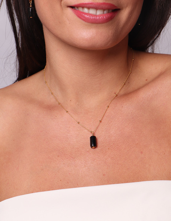 Necklace made of natural stones dendritic agate gold-plated toggle with a pendant