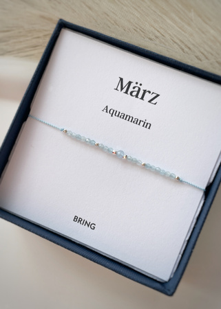 Bransoletka Kamień Urodzeniowy - Marzec srebrna