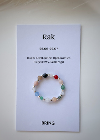 Pierścionek elastyczny znak zodiaku Rak srebrny