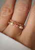 Set of Three Elastic Natural Stone Rings - Champagne Cubic Zirconia and Rhodonite