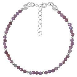 Bransoletka srebrna z kamieni naturalnych rubiny 3 mm