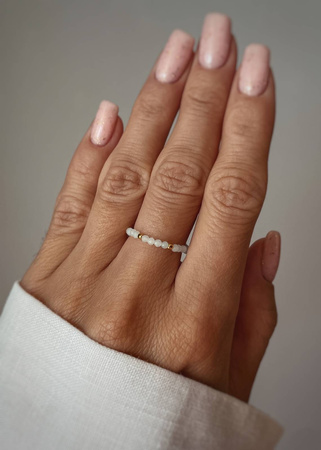 Pierścionek Elastyczny Kamienie Naturalne Amazonit