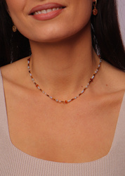 Gemini zodiac sign necklace natural stones Gold-Plated