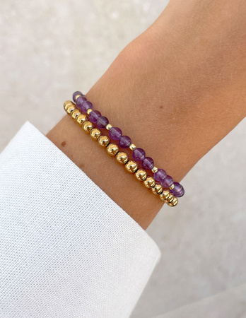 Bransoletki na gumce - ametyst z hematytem