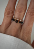 Set of Three Elastic Natural Stone Rings - Champagne Cubic Zirconia and Rhodonite