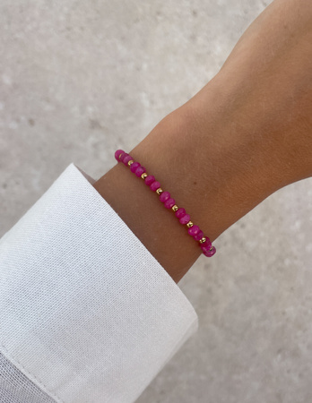 Bransoletka na gumce jadeit róż - szczęście, pomyślność, spełnienie marzeń