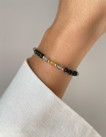 Gummi-Achat-Armband mit Hämatit - Fülle, Zuversicht, Optimismus