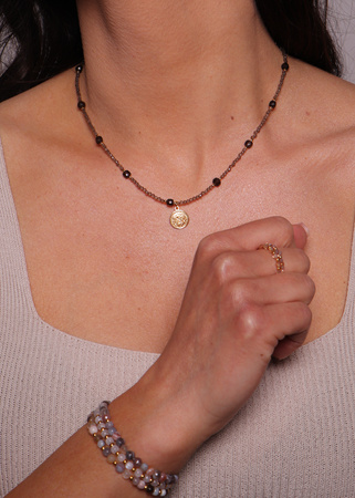 Naszyjnik kwarc dymny z zawieszką