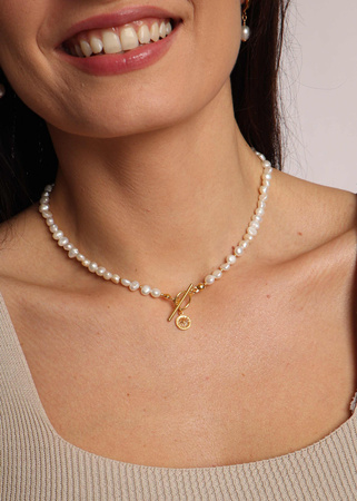 Naszyjnik perły naturalne Emma Pozłacany z zawieszką