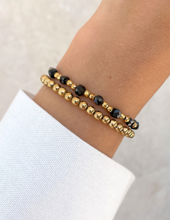 Bransoletki na gumce - czarny turmalin z hematytem