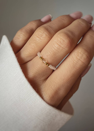 Pierścionek Elastyczny Kamienie Naturalne Kryształ Górski