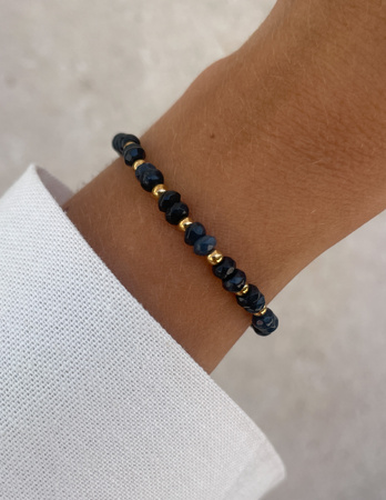 Bransoletka na gumce jadeit granatowy - szczęście, pomyślność, spełnienie marzeń