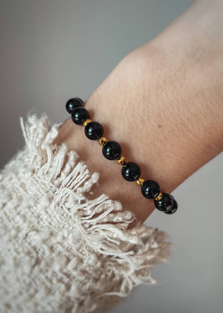 Bransoletka na gumce z Czarnych Turmalinów