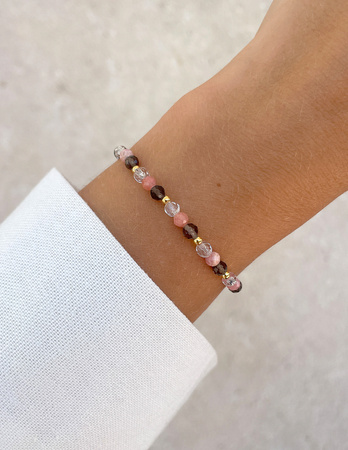 Talizman - rodochrozyt, kwarc dymny, kryształ górski, hematyt - ochrona i miłość