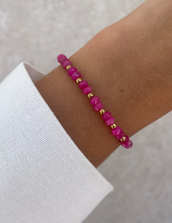 Bransoletka na gumce jadeit róż - szczęście, pomyślność, spełnienie marzeń