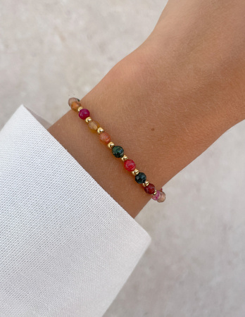 Bransoletka na gumce z mixu agatu z hematytem - ochrona, miłość, dostatek