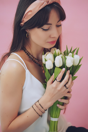 Bransoletka srebrna pozłacana z kamieni naturalnych granat 2 mm