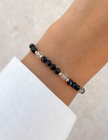 Bracelet on rubber band agate mossy with hematite - abundance, confidence, optimism