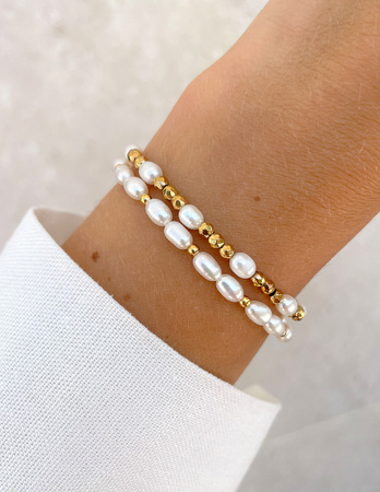 Bransoletki na gumce - perły Bella z hematytem