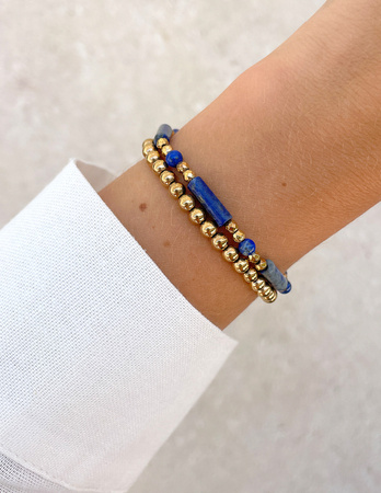 Bransoletki na gumce - lapis lazuli z hematytem