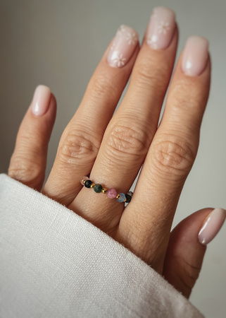 Pierścionek elastyczny znak zodiaku Waga pozłacana