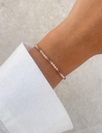 Bracelet Natural Stones Rose Quartz and Rhodochrosite