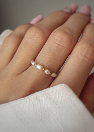 Pierścionek elastyczny kamienie naturalne Perła mini