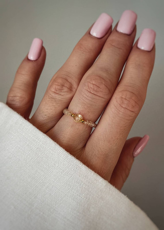 Pierścionek Elastyczny Kamienie Naturalne Cytryn